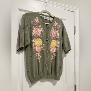 Green Floral Women's Sweater
